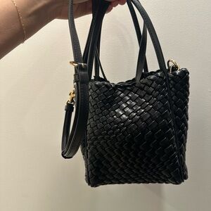 Anthropologie Black Woven Mini Bag
